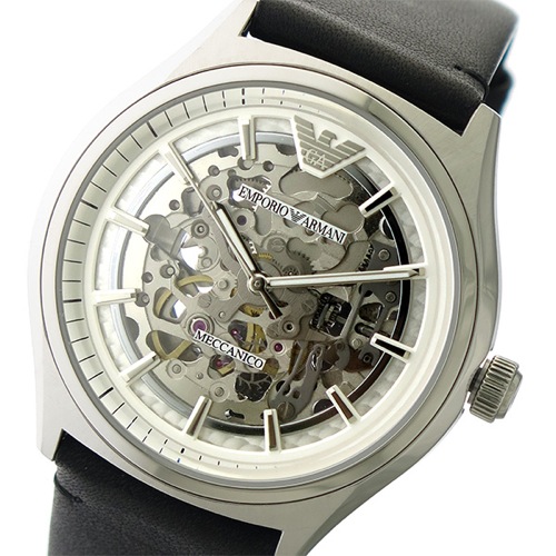エンポリオ アルマーニ 自動巻き メンズ 腕時計 AR60003 シルバー/ブラック