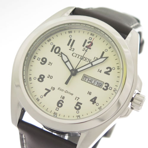 シチズン エコ・ドライブ クオーツ メンズ 腕時計 AW0050-15A アイボリー/ブラウン
