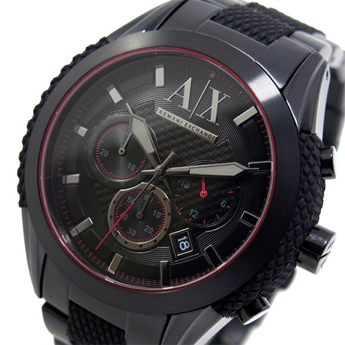 アルマーニ エクスチェンジ クオーツ クロノ メンズ 腕時計 AX1387 ブラック/レッド
