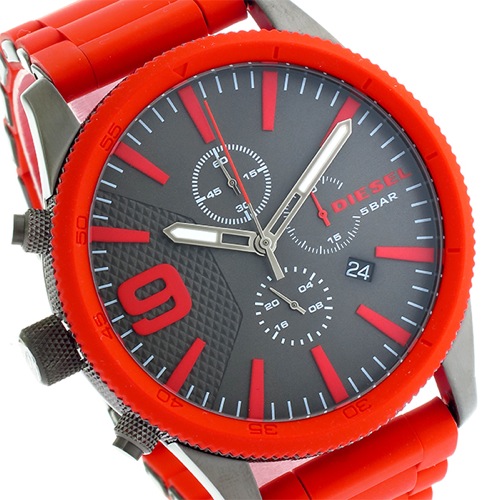 ディーゼル ラスプ クロノ クオーツ メンズ 腕時計 DZ4448 ガンメタ/レッド