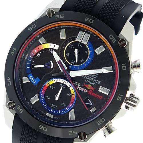 カシオ エディフィス スクーデリア トロ ロッソ限定モデルクロノ スタンド付き クオーツ メンズ 腕時計 EFR-557TRP-1A ブラック
