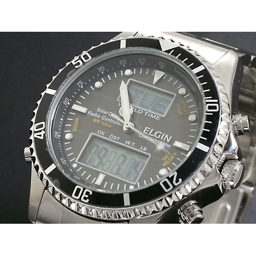 エルジン ELGIN 電波 ソーラー ワールドタイム 腕時計 FK1349S-BP