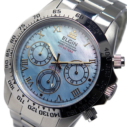 エルジン ELGIN クロノ クオーツ メンズ 腕時計 FK1406S-BL ブルーシェル