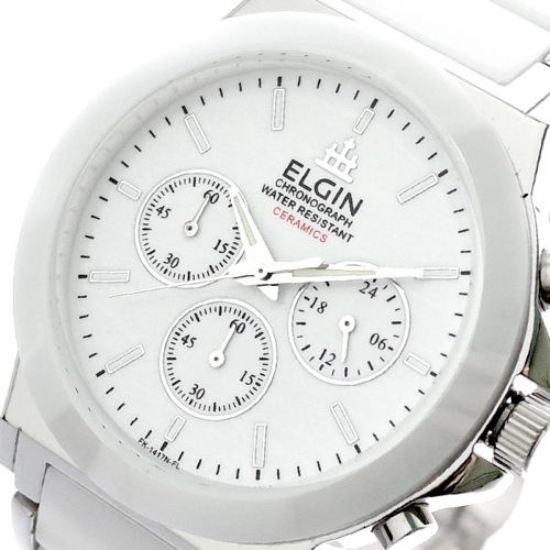 エルジン ELGIN 腕時計 メンズ FK1417C-W セラミックス クロノグラフ クォーツ ホワイト 国内正規