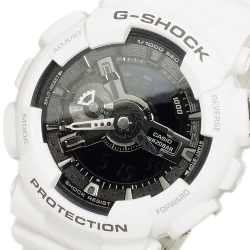 カシオ Gショック ホワイト&ブラック アナデジ メンズ 腕時計 GA-110GW-7