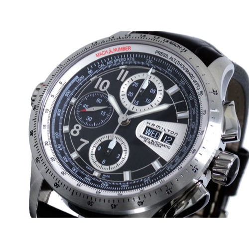 ハミルトン カーキ KHAKI X-MACH クロノ 自動巻き メンズ 腕時計 H76626535 ブラック