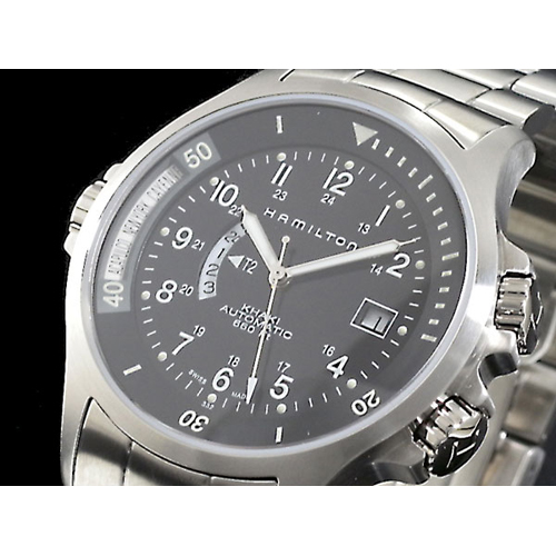 ハミルトン メンズ カーキ KHAKI ネイビー GMT 自動巻き 腕時計 H77615133