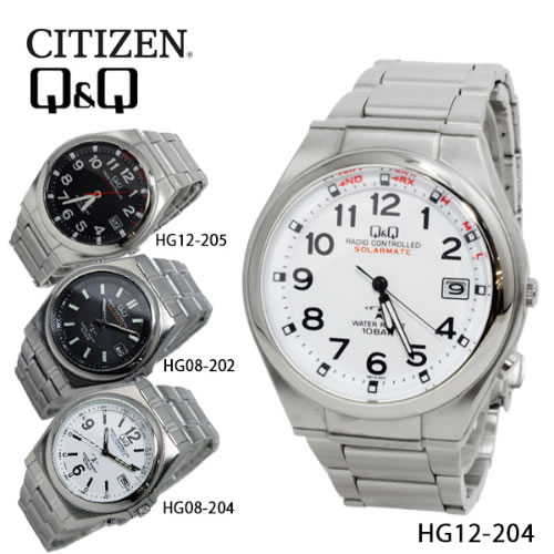 シチズン キューアンドキュー ソーラー 電波 メンズ 腕時計 HG12-204 ホワイト