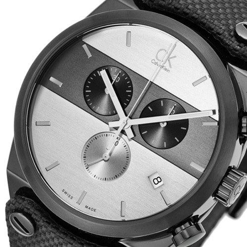 カルバン クライン イーガー クロノ クオーツ メンズ 腕時計 K4B374B6 ブラック/グレー