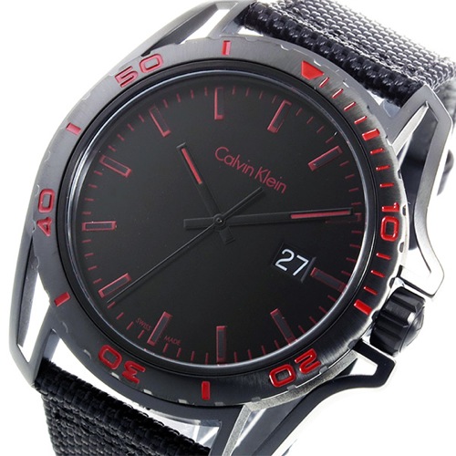 カルバン クライン クオーツ メンズ 腕時計 K5Y31ZB1 ブラック/レッド