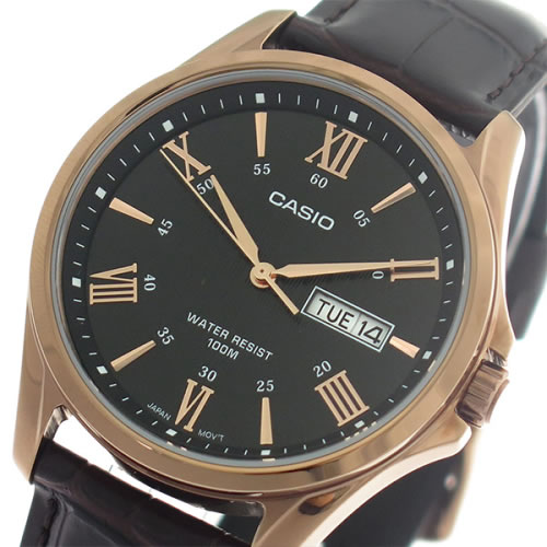 【希少逆輸入モデル】 カシオ クオーツ メンズ 腕時計 MTP-1384L-1A ブラック/ダークブラウン