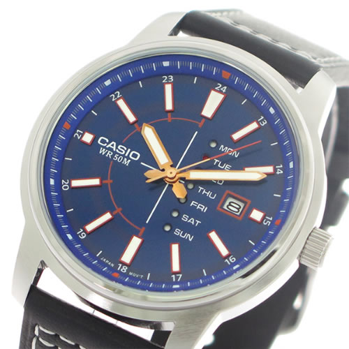 【希少逆輸入モデル】 カシオ クオーツ メンズ 腕時計 MTP-E128L-2A1 ブルー/ブラック