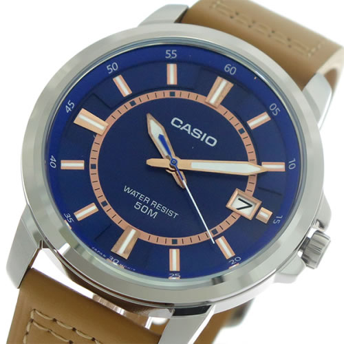 【希少逆輸入モデル】 カシオ クオーツ メンズ 腕時計 MTP-E130L-2A2 ブルー/ライトブラウン