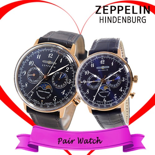 【送料無料】ペアウォッチ ツェッペリン ZEPPELIN ヒンデンブルク クオーツ 腕時計 7038-3 7039-3 ネイビー - メンズ