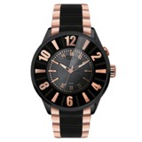 ロマゴデザイン ヌメレーションシリーズ クオーツ メンズ 腕時計 RM007-0053SS-RG ブラック/ローズ