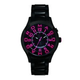 ロマゴデザイン アトラクションシリーズ クオーツ メンズ 腕時計 RM015-0162SS-LUPK ブラック/ピンク