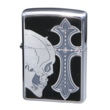 ジッポ ZIPPO オイルライター スカルウィズクロスウッド メンズ SCW-A ブラック