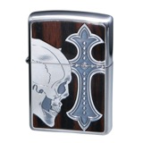 ジッポ ZIPPO オイルライター スカルウィズクロスウッド メンズ SCW-B ブラウン