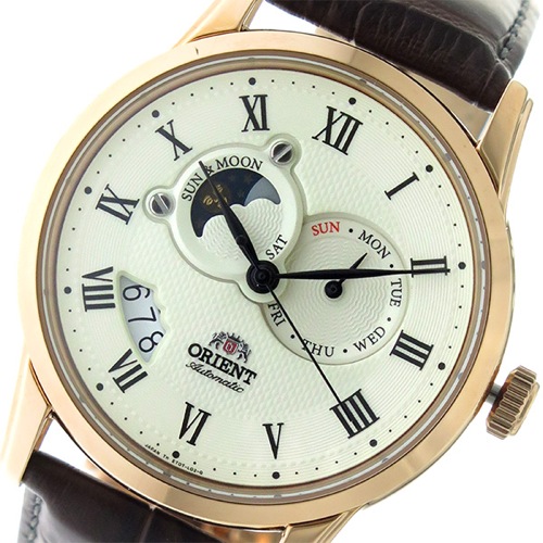 オリエント サン&ムーン 自動巻き メンズ 腕時計 SET0T001W0 アイボリー/ブラウン