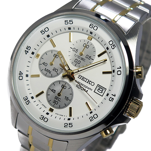 セイコー SEIKO クオーツ メンズ クロノ 腕時計 SKS479P1 ホワイト