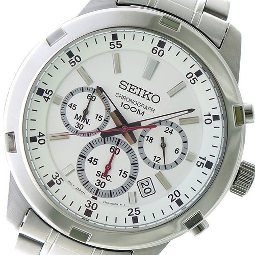 セイコー クロノ クオーツ メンズ 腕時計 SKS601P1 ホワイト/シルバー