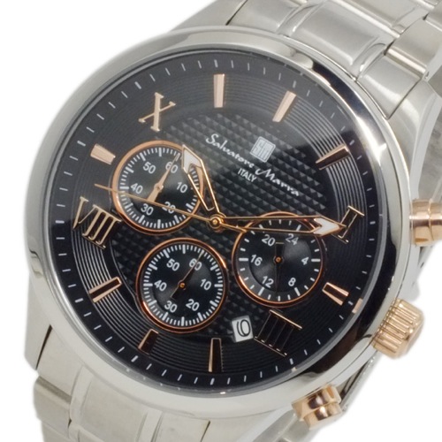 サルバトーレ マーラ クオーツ メンズ クロノ 腕時計 SM15102-SSBKPG ブラック