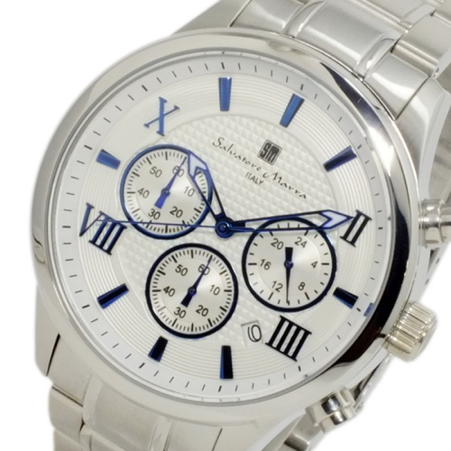サルバトーレ マーラ クオーツ メンズ クロノ 腕時計 SM15102-SSWHBL ホワイト