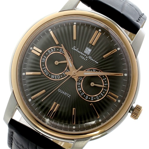 サルバトーレマーラ クオーツ メンズ 腕時計 SM17107-PGBK ブラック/ピンクゴールド