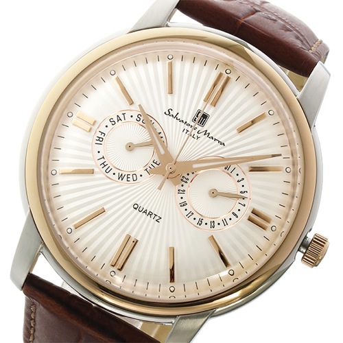 サルバトーレマーラ クオーツ メンズ 腕時計 SM17107-PGWH ホワイト/ピンクゴールド