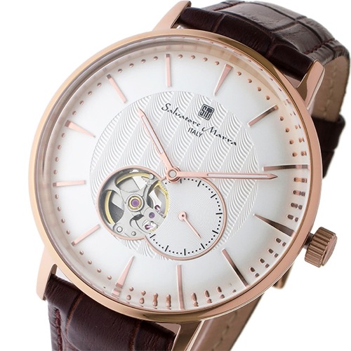 サルバトーレ マーラ 自動巻き メンズ 腕時計 SM17114-PGWH ホワイト/ピンクゴールド