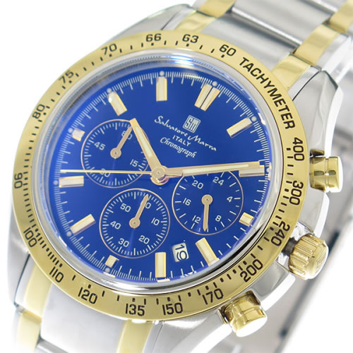 サルバトーレマーラ 腕時計 メンズ SM18106-SSBLGD カラーガラス ブルー シルバー