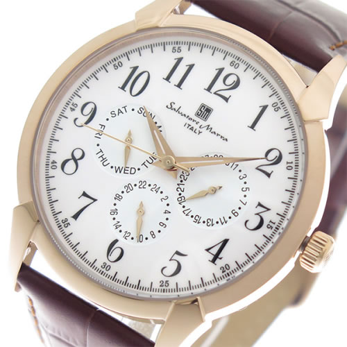 サルバトーレマーラ 腕時計 メンズ SM18107-PGWH ホワイト ブラウン