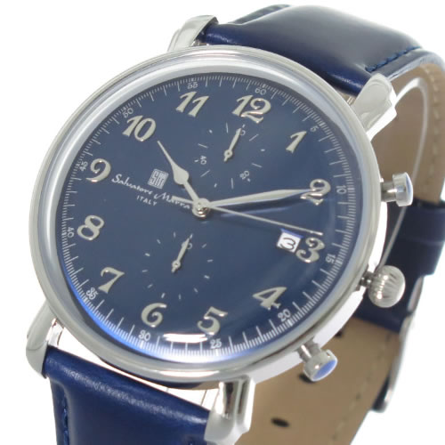 サルバトーレマーラ クロノ クオーツ メンズ 腕時計 SM18109-SSBL ネイビー/ネイビー