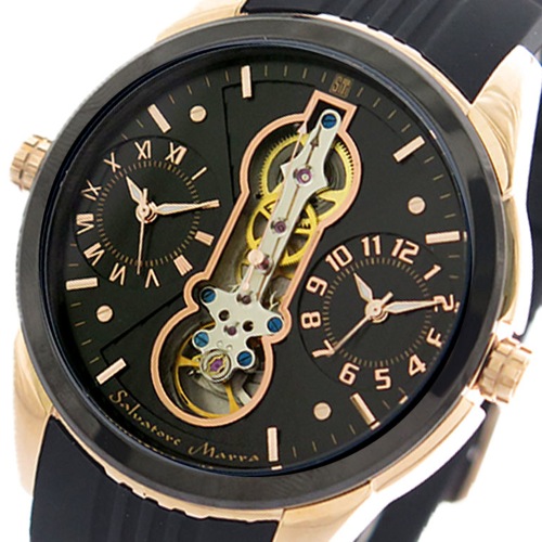 サルバトーレマーラ SALVATORE MARRA 腕時計 メンズ SM18113-PGBK クォーツ ブラック