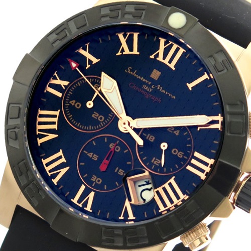 サルバトーレマーラ SALVATORE MARRA 腕時計 メンズ SM18118-PGBK クォーツ ネイビー ブラック