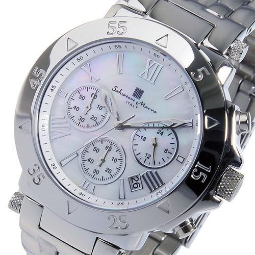 サルバトーレマーラ クオーツ クロノ 腕時計 SM8005SS-SSWHMOP ホワイトパール
