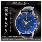 サルバトーレマーラ XB メンズ クロノ 腕時計 SMXB-001S-SSBL ブルー文字盤 ブラックレザーベルト