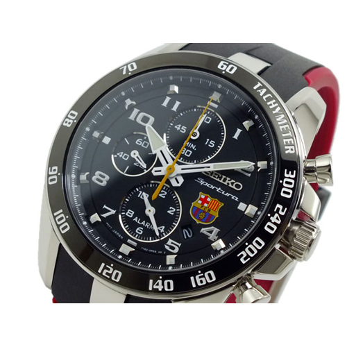 セイコー スポーチュラ クロノグラフ メンズ 腕時計 SNAE93P1 ブラック×レッド