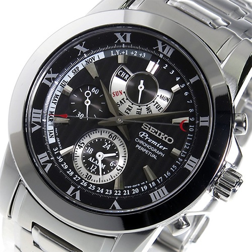 セイコー SEIKO プルミエ クロノ クオーツ メンズ 腕時計 SPC161P1 ブラック
