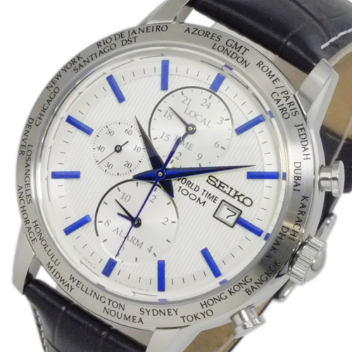 セイコー ワールドタイム アラーム GMT メンズ 腕時計 SPL051P1 ホワイト
