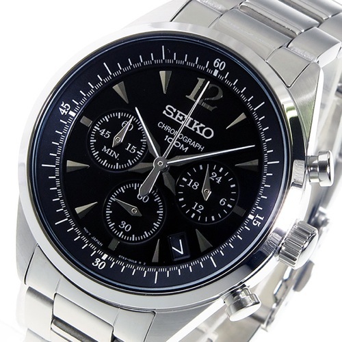 セイコー SEIKO クロノ クオーツ メンズ 腕時計 SSB067P1 ブラック