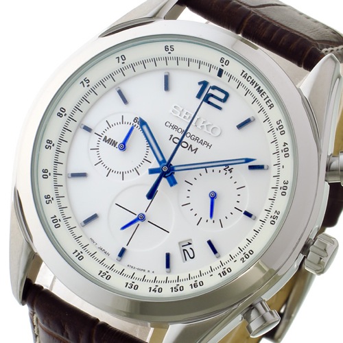セイコー クロノ クオーツ メンズ 腕時計 SSB095P1 ホワイト