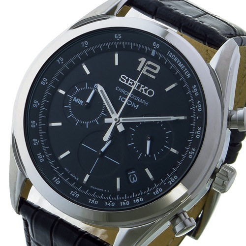 セイコー クロノ クオーツ メンズ 腕時計 SSB097P1 ブラック