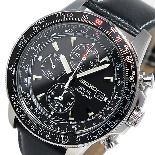 セイコー SEIKO ソーラー クロノ アラーム メンズ 腕時計 SSC009P3 ブラック