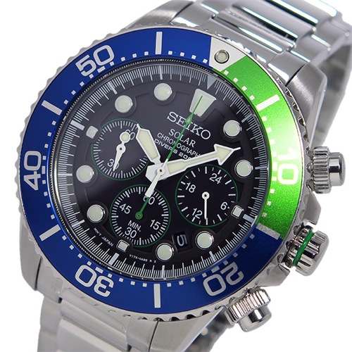 セイコー SEIKO クロノ ソーラー メンズ 腕時計 SSC239P1 ブルー/グリーン