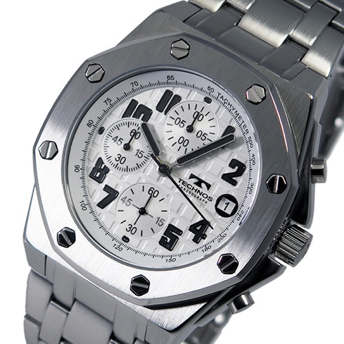 テクノス TECHNOS クオーツ メンズ クロノ 腕時計 T4393SW ホワイト