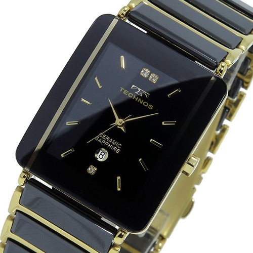 テクノス TECHNOS クオーツ メンズ 腕時計 T9137GB ブラック/ゴールド