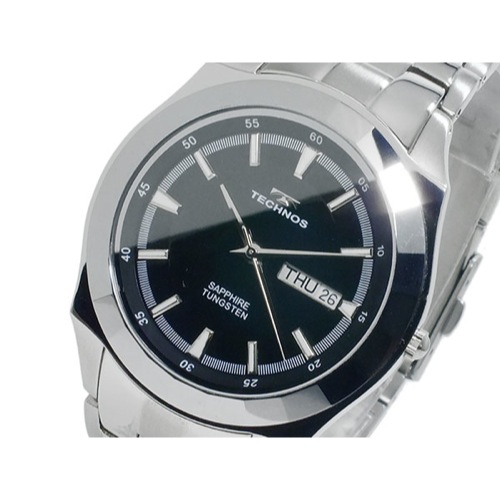 テクノス TECHNOS 超硬タングステン クオーツ メンズ 腕時計 T9197CB ブラック