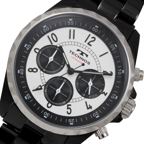 テクノス TECHNOS クロノ クオーツ メンズ 腕時計 T9449BS ホワイト