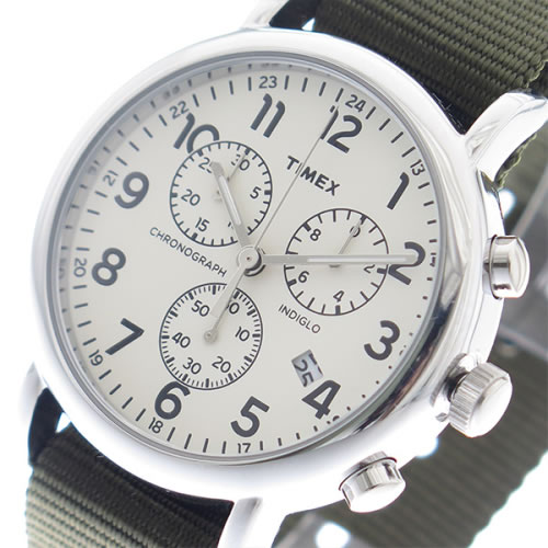 タイメックス インディグロ クオーツ メンズ 腕時計 TW2P71400 オフホワイト/カーキ